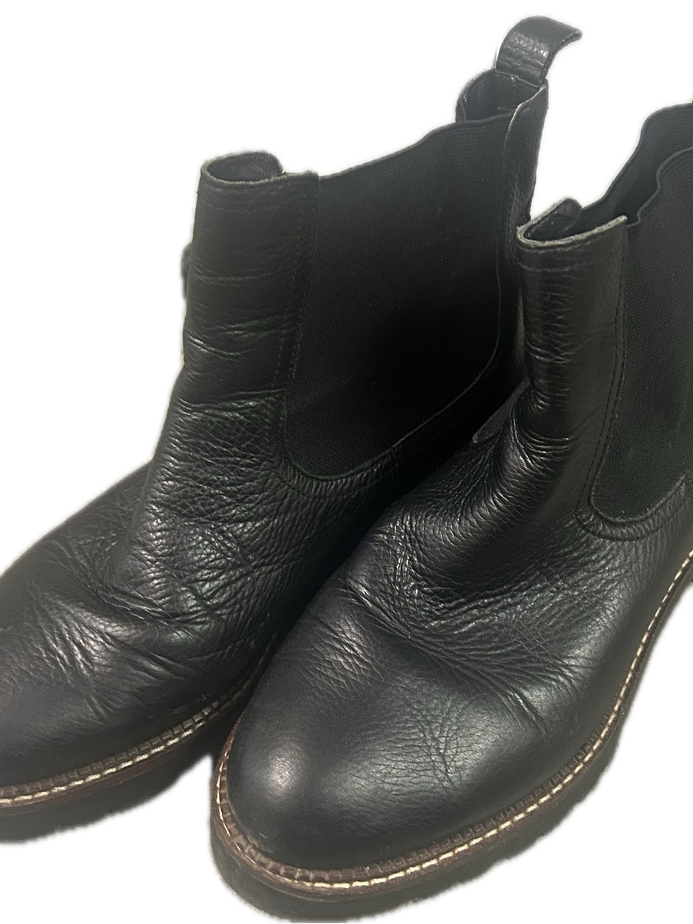 Women's Black Leather Chelsea Ankle Boots - Classic Slip-On Booties
